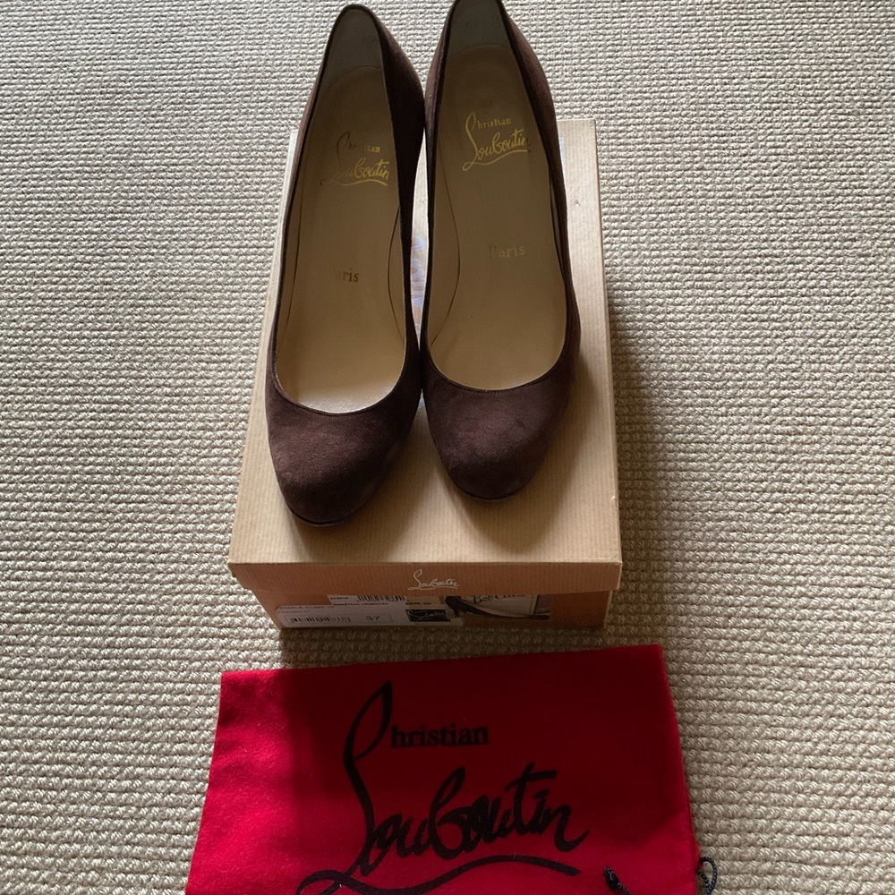 Christian Louboutin Dark Chocolate Brown Suede Heels